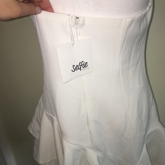 White Strapless Dress, Selfie Leslie New with Tags Size L - Picture 4 of 6